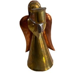 Vintage Brass & Copper Angel Candle Holder made in Hong Kong